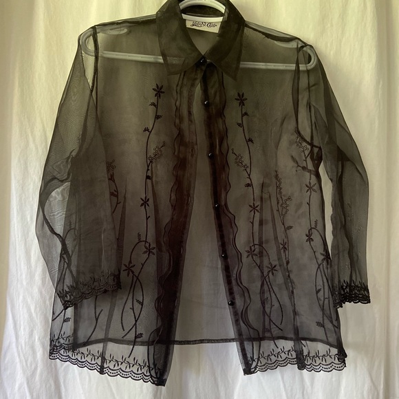 Yves St.Clair Sheer Button Up- Size M - Picture 2 of 6